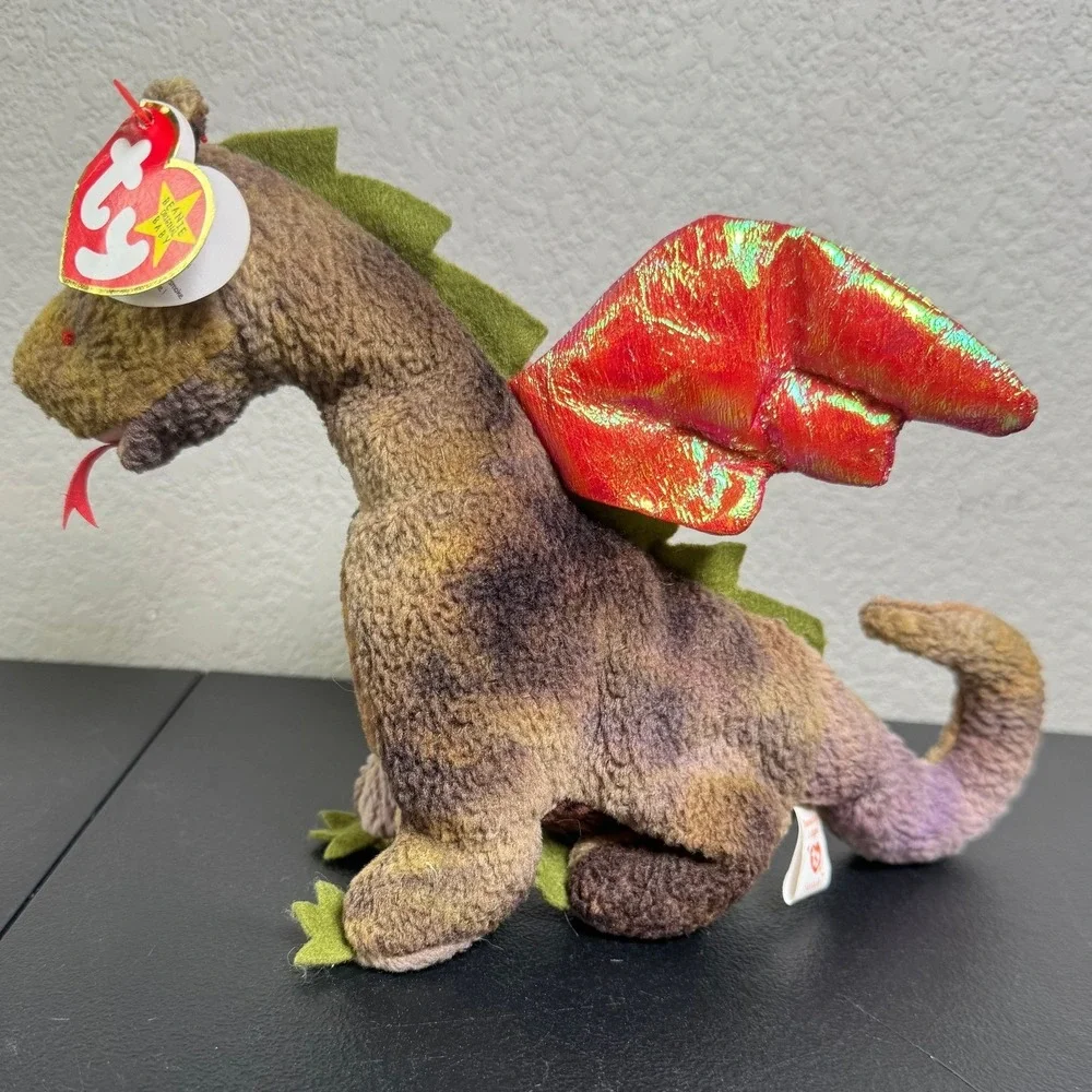 Ty Beanie Baby Scorch the Dragon 1998 Multicolor Iridescent Wings Plush 4210